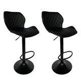 2XBlack PU Leather Bar Stools black chromed Kitchen Gas Lift bar stool B01A