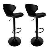 2XBlack PU Leather Bar Stools black chromed Kitchen Chair Gas Lift bar stool B03