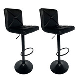 2 X New PU Leather Bar Stools with black chromed metal Kitchen Chair Gas Lift bar stool Black