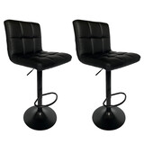 2 X New PU Leather Bar Stools with black chromed metal Kitchen Chair Gas Lift bar stool Black