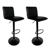 2XBlack PU Leather Bar Stools black chromed Kitchen Chair Gas Lift Bar stool B101