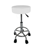 Salon Chair Bar Swivel Stool Office Roller Wheels Portable Leather With Foot Rest White