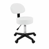 Salon Chair Bar Swivel Stool Office Roller Wheels Portable Leather With Back Rest White