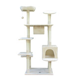 Cat Tree Scratching Post Gym Condo Furniture Scratcher Poles 155Cm Beige