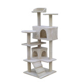 Cat Tree Furniture Scratcher Poles Post House Gym Cat Condo 132Cm Beige