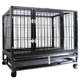 PawHub Heavy Duty Dog Cage Kennel Metal Pet 42" Crate Playpen Wheels & Tray