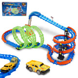 Flexible Building Set Glow Race Track Kid Toys Electric LED Light Car Battery Power 