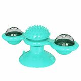 Windmill Cat Toy 2 Compartment Spinning Nip Ball Suction Cup Pet Blue