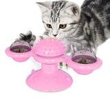 Windmill Cat Toy 2 Compartment Spinning Nip Ball Suction Cup Pet Pink