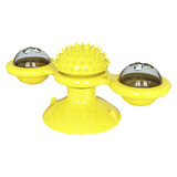 Windmill Cat Toy 2 Compartment Spinning Nip Ball Suction Cup Pet Yellow