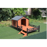 PawHub Dog House Kennel Pet Timber Wooden With Decking Patio Stair