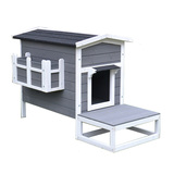 PawHub Dog Kennel Timber Cat House Cabin Wooden Log Box Deck Storage