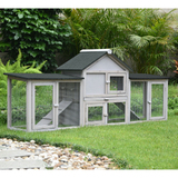 PawHub Double Run Wooden Chicken Coop Rabbit Hutch Bunny Cage Grey