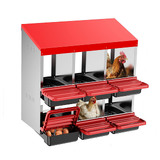 Chicken Hen Coop Hutch 6 Hole Double Layer Outside Roll Away Lay Egg Nesting Box