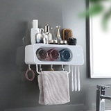 Bathroom Toothbrush Holder Towel Rack Hook 3 Cups Organiser Storage