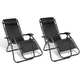 2 X Zero Gravity Recliner Reclining Lounge Folding Outdoor Camping Chairs