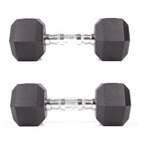 2 x 10KG Rubber Hex Dumbbells Fitness Home Gym Strength Weight Training
