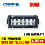 36W Cree Led Work Light Bar Flood Offroad Ute Reversing Spot 12V 24V