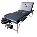 Portable Aluminium Massage Table 3 Fold Bed Therapy Waxing 80Cm Black