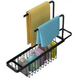 Kitchen Sink Organiser Bathroom Shower Caddy Steel Rack Storage Shelf Black