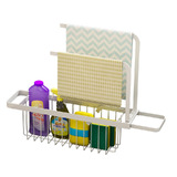 Kitchen Sink Organiser Bathroom Shower Caddy Steel Rack Storage Shelf White