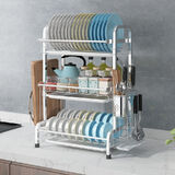 3 Tier Dish Drying Rack Drainer Cup Plate Holder Cutlery Tray Kitchen Organizer