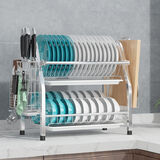 2 Tier Kitchen Dish Rack Dishrack Cup Dish Drainer Plate Tray Holder Organizer