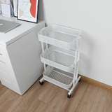 3 Tiers Kitchen Trolley Cart Steel Storage Rack Shelf Trolley Organiser White