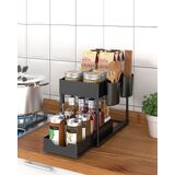 Kitchen Organiser Spice Rack Home Storage Stand Shelf Drawer Black