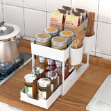 Kitchen Organiser Spice Rack Home Storage Stand Shelf Holder White