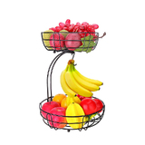 Two Tiered Fruit Basket Kitchen Shelf Fruit Storage Organizer Banana Hanger