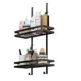 Over Shower Screen Bathroom Caddy Aluminium Hanging Rack Storage Shelf Black