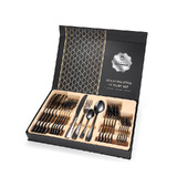 Cutlery Set 24pc Tableware Steak Knife Stainless Steel Dinner Gift Box Black