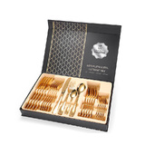 Cutlery Set 24pc Tableware Steak Knife Stainless Steel Dinner Gift Box Gold