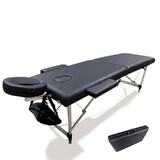 Portable Aluminium Black Massage Table 2 Fold Bed Therapy Waxing 60cm