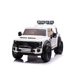 Licensed FORD SUPER DUTY Kids Ride On Car 12V Ute 2.4G Remote Leather Seat EVA Wheels White
