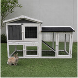 PawHub Medium Wooden Chicken Coop Rabbit Hutch Guinea Pig Ferret Cage Grey