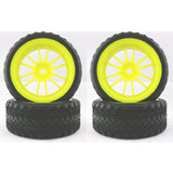 4Pcs Rc 1/10 Soft Rubber  Tires Tyres Wheel Rim For On Road Car Yellow 22008Y