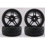 4Pcs Rc 1/10 Soft Rubber  Tires Tyres Wheel Rim For On Road Car 22025B