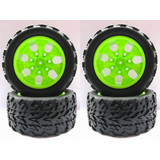 4Pcs Rc 1:10 Monster  Truck Car Monster Tyres Tires Wheel Rims  Green 88005G