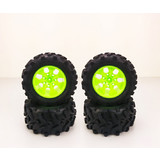 4Pcs Rc 1:10 Monster  Truck Car Monster Tyres Tires Wheel Rims  Green 88010G