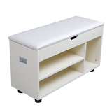 Shoe Cabinet Wooden Top Storage Bench Seat Stand w/ PU Cushion