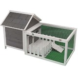Wooden Chicken Coop Rabbit Hutch With Run And Patio Grey