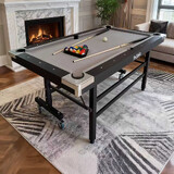 Prostrike 7FT Foldable Pool Table with Folding Legs Grey Felt Billiard Snooker