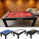 ProStrike 7FT 4-in-1 Pool Table Air Hockey Billiard Table Tennis Dining Top MDF Black