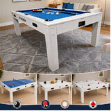 ProStrike 7FT 4-in-1 Pool Table Air Hockey Billiard Table Tennis Dining Top MDF White