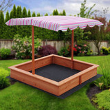 Kids Canopy Sandpit Wooden Play Large Square Outdoor Sand Pit Sand Box 1.2M