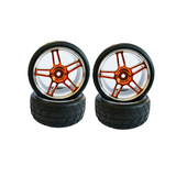 4 Pcs Hsp 1/10 Rc Car On Road Rubber Wheels 02018 Orange Chrome