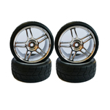 4 Pcs Hsp 1/10 Rc Car On Road Rubber Wheels 02018 Silver Chrome