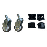 Spare Wheel x 2 with wheel inserts and Mount For Foldable Shopping Cart Trolley Basket 360 Degree Rotation